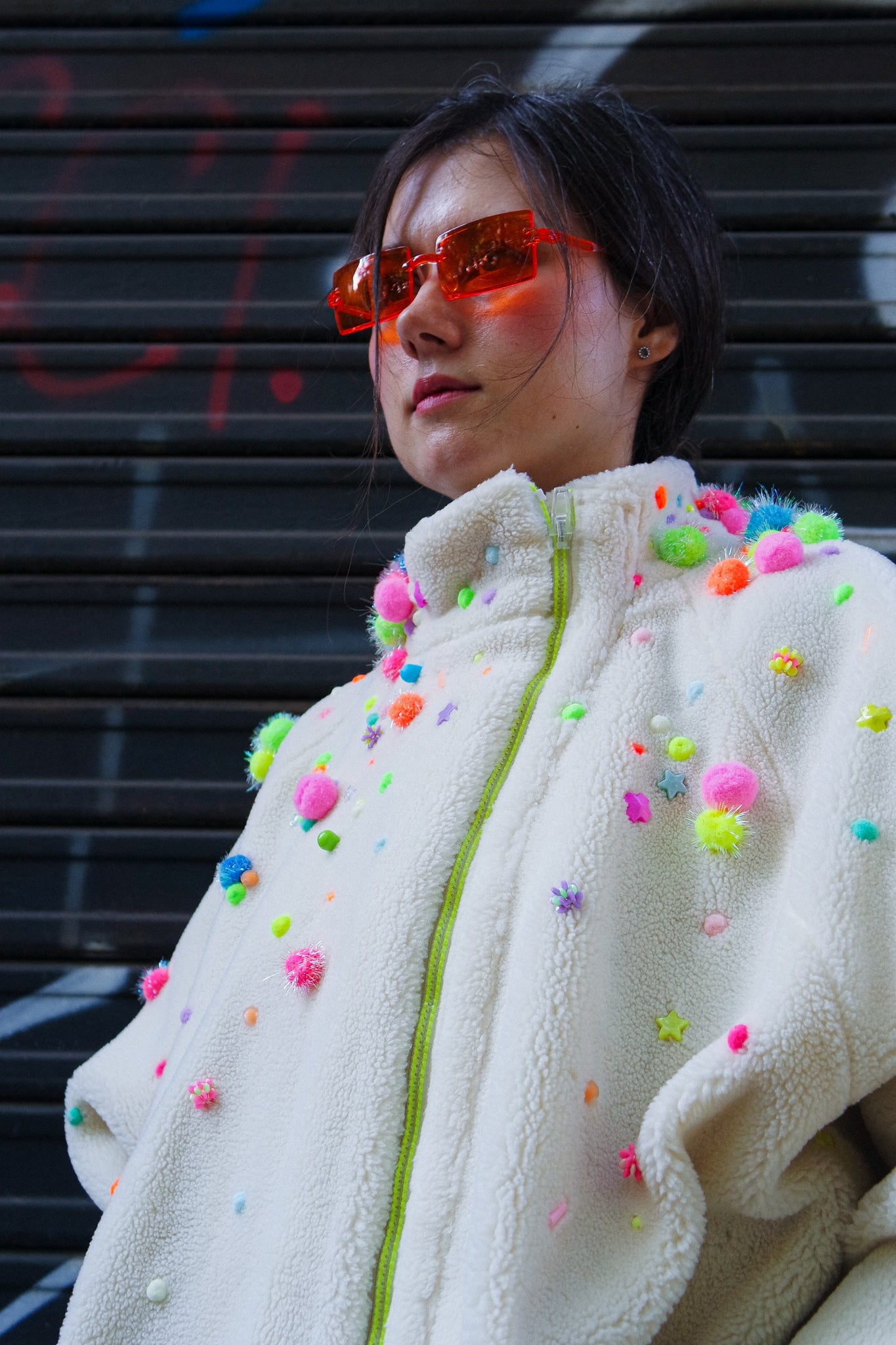 Confetti Teddy bomber — Unique piece made by hands