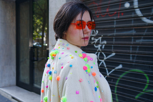 Confetti Teddy bomber — Unique piece made by hands