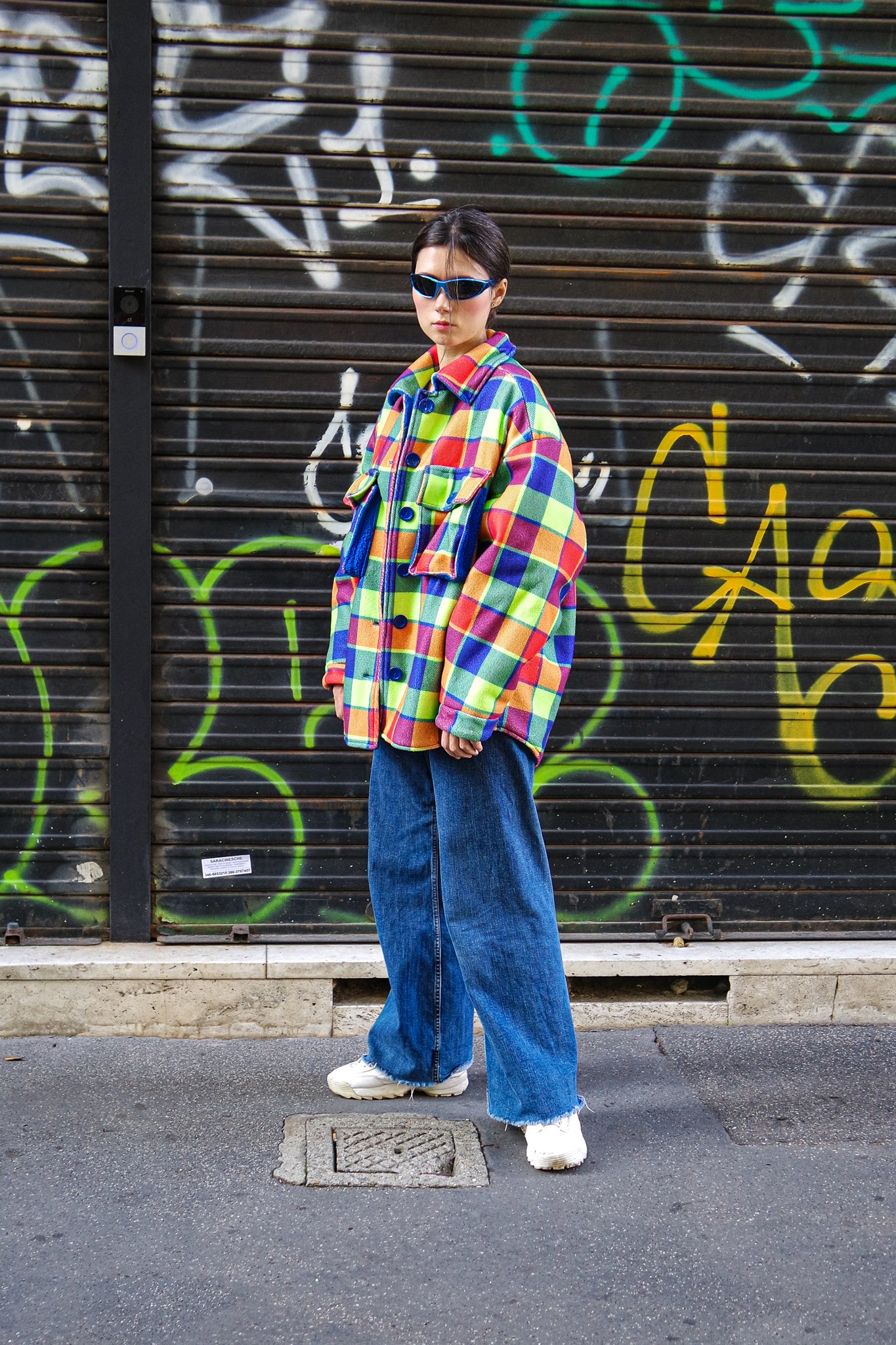 NEON TARTAN Shirt-Jacket — DDWP × Cosmos Baby Capsule