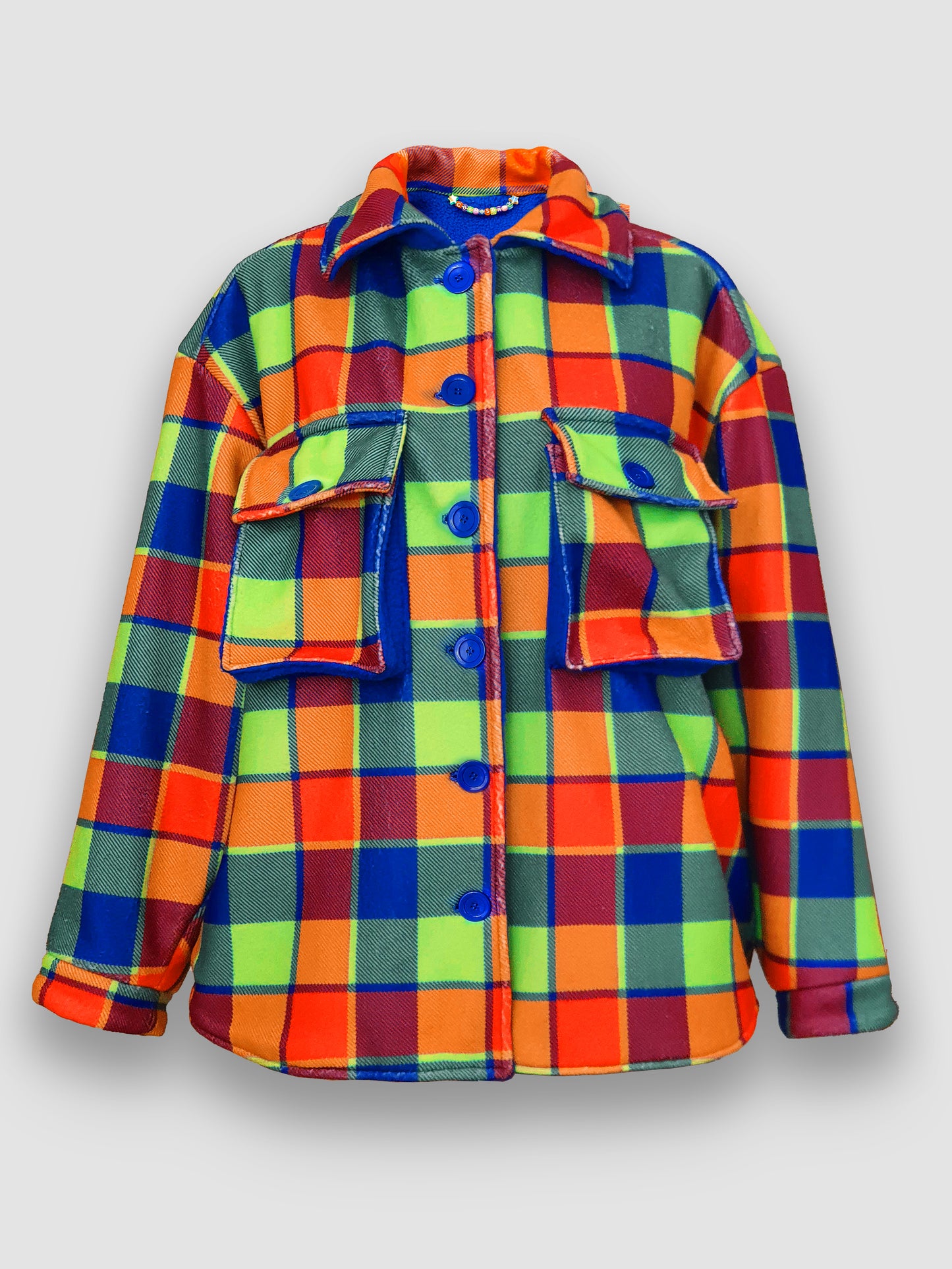 NEON TARTAN Shirt-Jacket — DDWP × Cosmos Baby Capsule